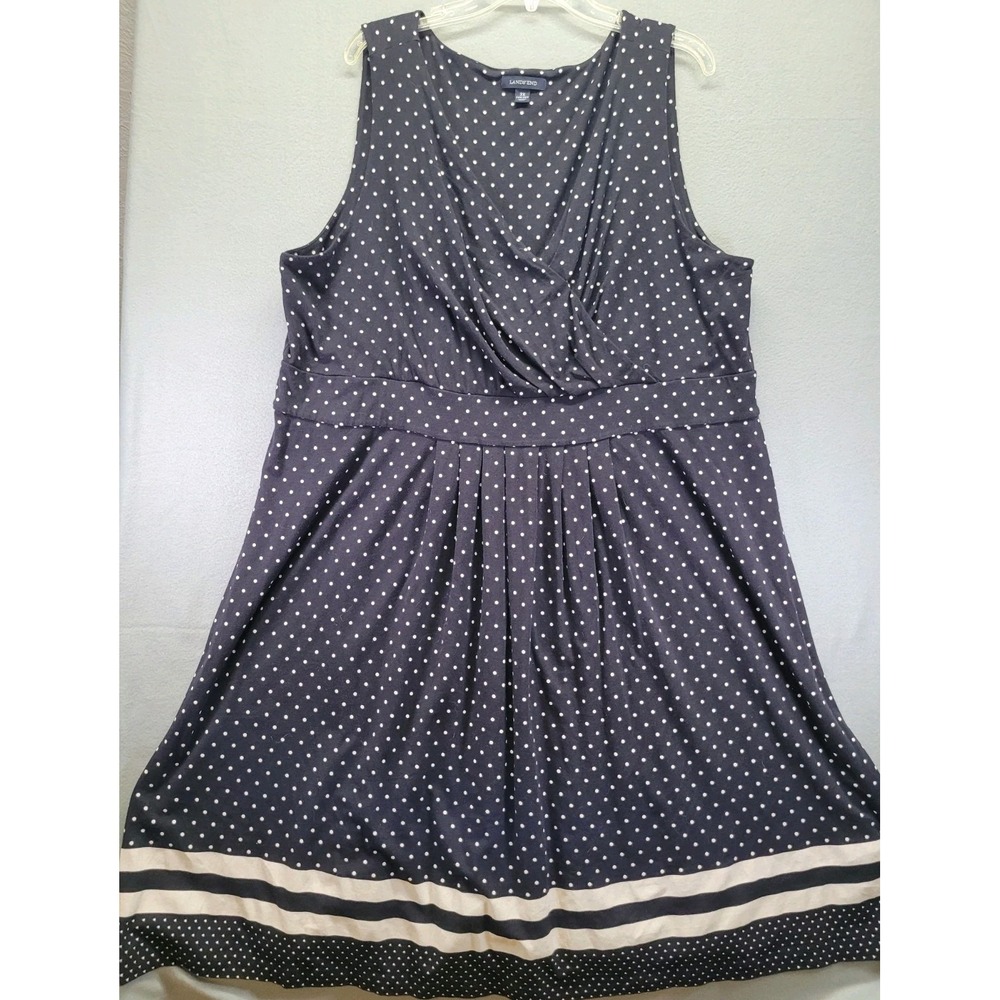 Lands‎ End Navy Polka Dot Fit And Flare Dress Betty Boop Retro Size 3X 24W-26W